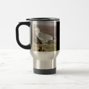 Mug De Voyage Mouette Poteau Clôture Côté Mer Faune Océan Oiseau