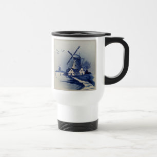 Mug De Voyage Moulin à vent bleu blanc de Delft vintage