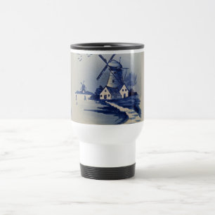 Mug De Voyage Moulin à vent bleu blanc de Delft vintage