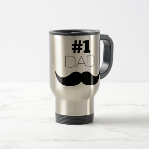Mug De Voyage Moustache de noir du papa #1 - numéro un