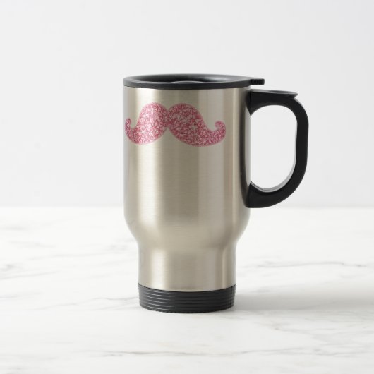 MUG DE VOYAGE MOUSTACHE ROSE GIRLY DE PARTIES SCINTILLANTES (Droit)