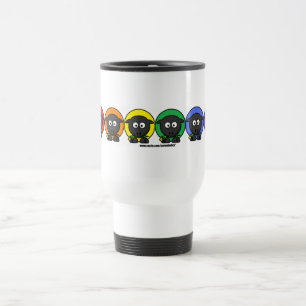 Mug De Voyage Moutons pelucheux anonymes d'arc-en-ciel de