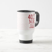 Mug De Voyage Mr Right Fun 40e Anniversaire Cœurs de Rubis (Devant droit)