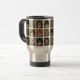 Mug De Voyage Musée Vintage Mur, Portraits de chiens Corgi hilar