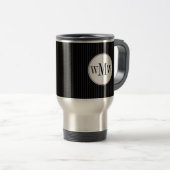Mug De Voyage Musique de monogramme à rayures noires (Devant droit)