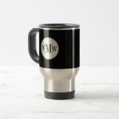 Mug De Voyage Musique de monogramme à rayures noires (Devant gauche)