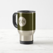 Mug De Voyage Musique de monogramme de Pinstripe d'olive (Devant gauche)