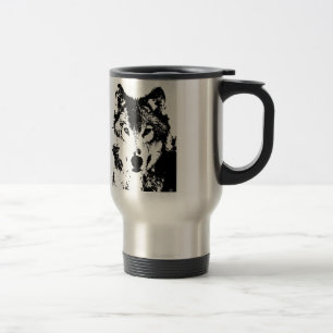 Mug De Voyage Musique de voyage Wolf noir et blanc
