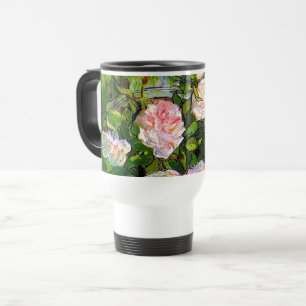 Mug De Voyage Nature morte de Van Gogh avec des roses roses