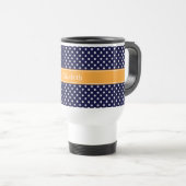 Mug De Voyage Navy Blue Wht Polka Dots Cantaloupe (Devant droit)