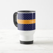 Mug De Voyage Navy Blue Wht Polka Dots Cantaloupe (Devant gauche)
