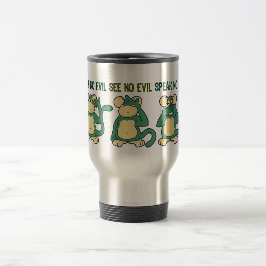 Mug De Voyage N'entendez aucun vert de singes de mal (Centre)
