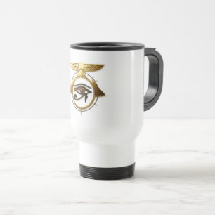 Mug De Voyage NeoAnkh 3D Œil d'Horus Disque Solaire Ailé Doré
