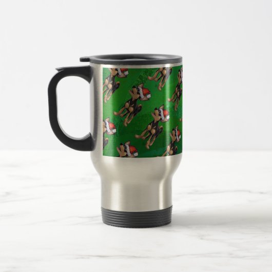 Mug De Voyage Noël Chihuahua sur vert (Gauche)