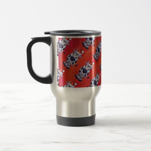 Mug De Voyage Noël de la vache sur Red Feild (Gauche)