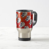Mug De Voyage Noël de l'ours polaire sur le rouge (Devant droit)