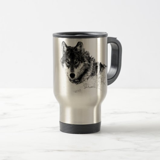Mug De Voyage Noir Blanc Inspiration Wolf Eyes (Devant droit)
