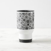 Mug De Voyage Noir gris blanc rétro Art Floral Motif sans coutur (Centre)