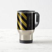 Mug De Voyage Noir Jaune Danger Stripes Ingénieur de constructio (Devant droit)