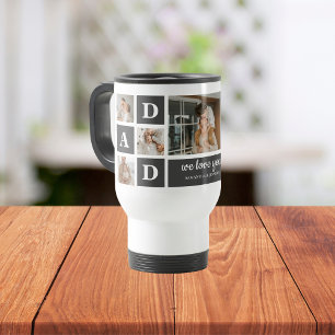 Mug De Voyage Noir moderne   Photo Collage   Papa Meilleur cadea