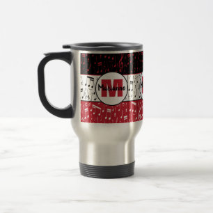 Mug De Voyage Noir rouge et argent notes de musique voyage muque