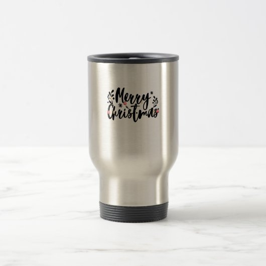 Mug De Voyage Noir rouge et blanc Noël simple (Centre)