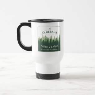 Mug De Voyage Nom de famille Cabine Emplacement Pine Tree Forest