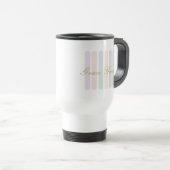 Mug De Voyage Nom de script à rayures verticales pastel (Devant droit)