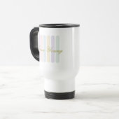 Mug De Voyage Nom de script à rayures verticales pastel (Devant gauche)