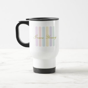 Mug De Voyage Nom de script à rayures verticales pastel