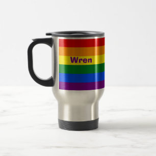 Mug De Voyage Nom du drapeau de la Fierté arc-en-ciel ou monogra