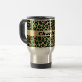 Mug De Voyage Nom du motif du léopard vert émeraude (Devant gauche)