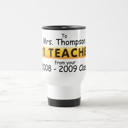 Mug De Voyage Nom et date faits sur commande de professeur de (Centre)