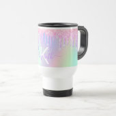 Mug De Voyage Nom holographique violet rose vierge monogramme (Devant droit)