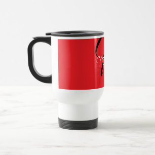 Mug De Voyage Nom initial minimaliste moderne monogramme rouge