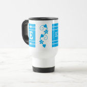 Mug De Voyage Nom initial personnalisé bleu (Devant gauche)