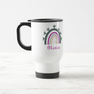 Mug De Voyage Nom personnalisé avec joli arc-en-ciel Boho