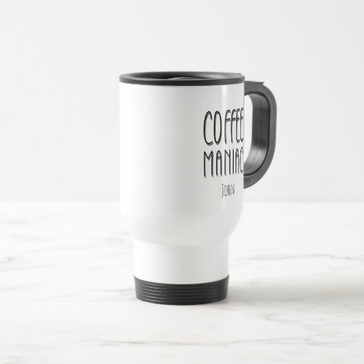 Mug De Voyage Nom personnalisé Café Maniac - Drôle (Devant droit)