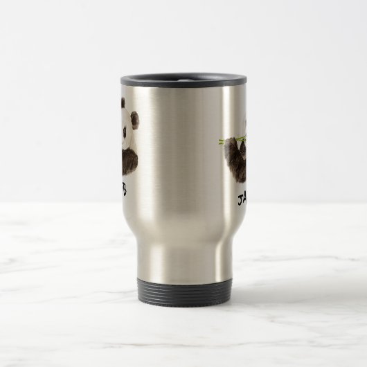 Mug De Voyage Nom personnalisé Cute Panda Aquarelle Animal (Centre)