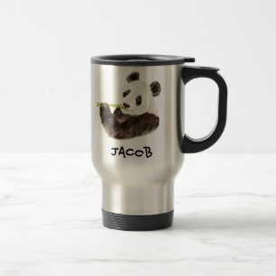 Mug De Voyage Nom personnalisé Cute Panda Aquarelle Animal