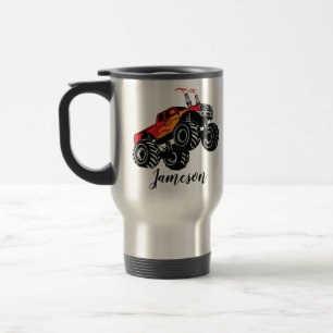 Mug De Voyage Nom personnalisé du camion de monstre noir mignon