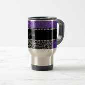 Mug De Voyage Nom personnalisé parties scintillant violet léopar (Devant droit)