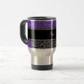 Mug De Voyage Nom personnalisé parties scintillant violet léopar (Devant gauche)