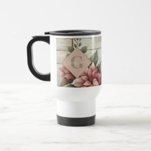 Mug De Voyage Nom Personnalisé Shabby Chic Pastel Poinsettias Ga