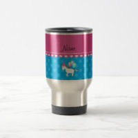 Nom personnalisé unicorne bleu pois