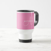 Mug De Voyage Noms Premier Monogramme rose blanc Modèle personna (Devant droit)