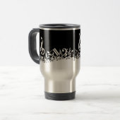 Mug De Voyage Notes musicales brouillées blanches sur le noir (Devant gauche)