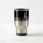 Mug De Voyage Notes musicales brouillées blanches sur le noir (Centre)