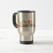 Mug De Voyage Notes musicales brouillées colorées (Devant gauche)
