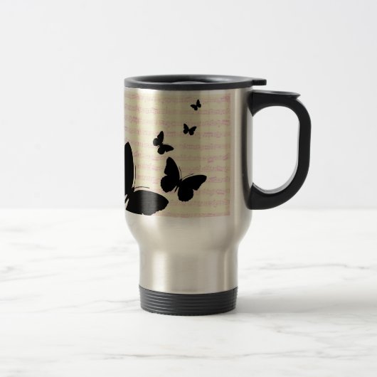 Mug De Voyage Notes papillon et rose (Droit)